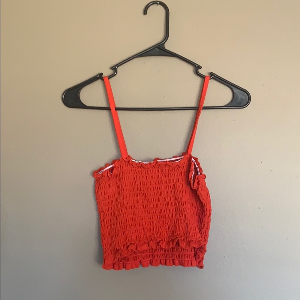 Red Ruffle Crop Top - Picture 2 of 4